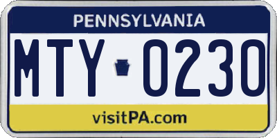PA license plate MTY0230