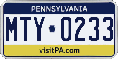 PA license plate MTY0233