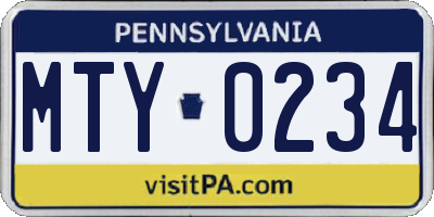 PA license plate MTY0234