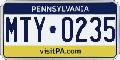 PA license plate MTY0235
