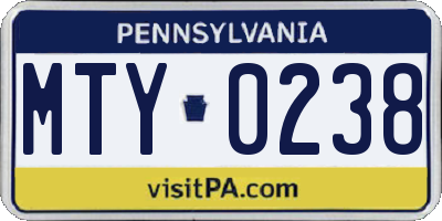 PA license plate MTY0238