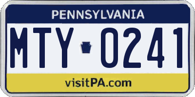 PA license plate MTY0241