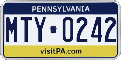 PA license plate MTY0242