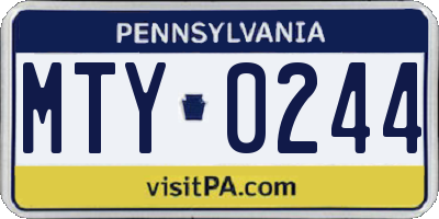 PA license plate MTY0244