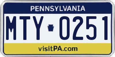PA license plate MTY0251