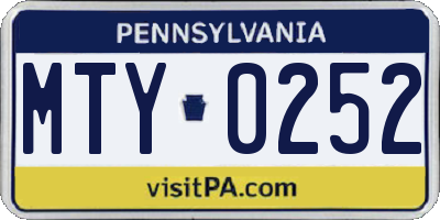 PA license plate MTY0252