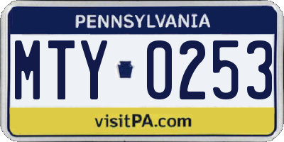 PA license plate MTY0253