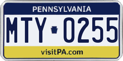 PA license plate MTY0255