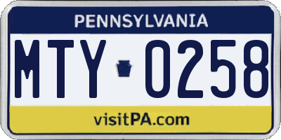 PA license plate MTY0258