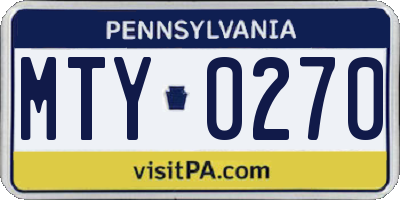 PA license plate MTY0270