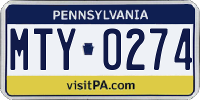 PA license plate MTY0274