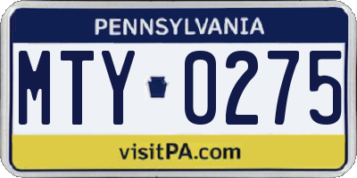 PA license plate MTY0275