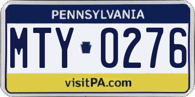 PA license plate MTY0276