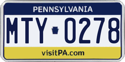 PA license plate MTY0278