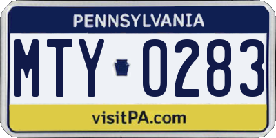 PA license plate MTY0283