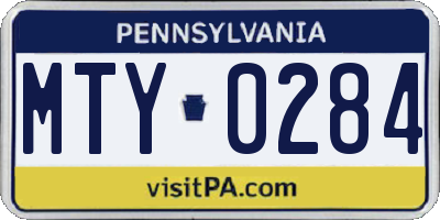 PA license plate MTY0284