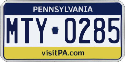 PA license plate MTY0285