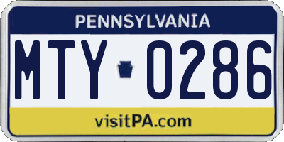PA license plate MTY0286