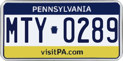 PA license plate MTY0289
