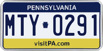 PA license plate MTY0291