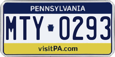 PA license plate MTY0293