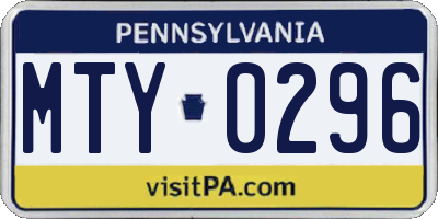 PA license plate MTY0296