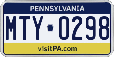 PA license plate MTY0298