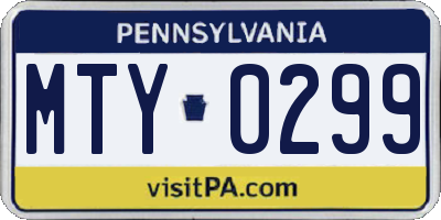 PA license plate MTY0299