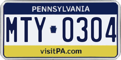 PA license plate MTY0304