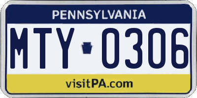 PA license plate MTY0306