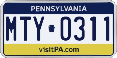 PA license plate MTY0311
