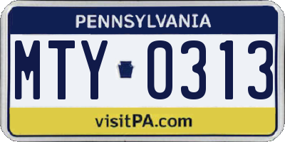 PA license plate MTY0313