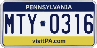 PA license plate MTY0316