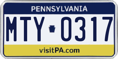 PA license plate MTY0317