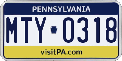 PA license plate MTY0318