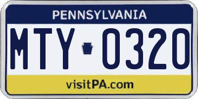 PA license plate MTY0320