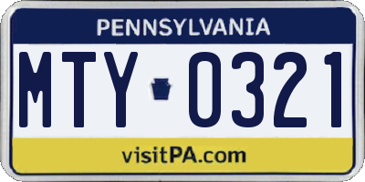 PA license plate MTY0321