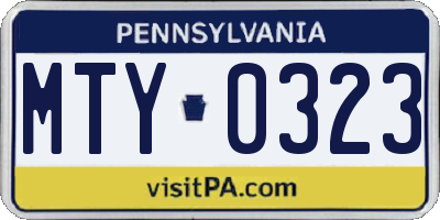PA license plate MTY0323