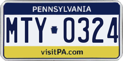 PA license plate MTY0324