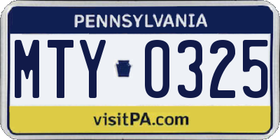 PA license plate MTY0325