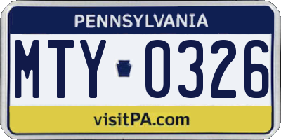 PA license plate MTY0326