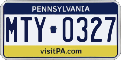 PA license plate MTY0327