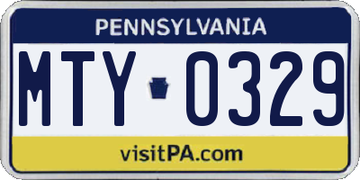 PA license plate MTY0329
