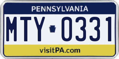 PA license plate MTY0331