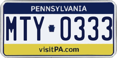 PA license plate MTY0333