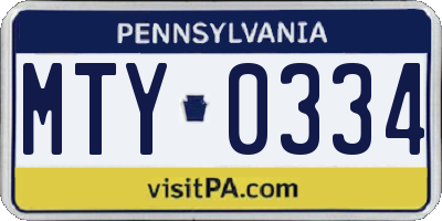PA license plate MTY0334