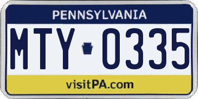 PA license plate MTY0335