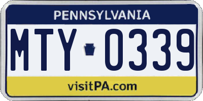 PA license plate MTY0339