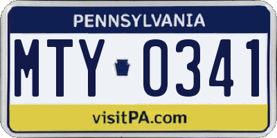 PA license plate MTY0341