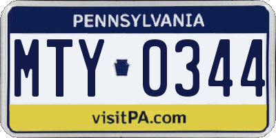 PA license plate MTY0344